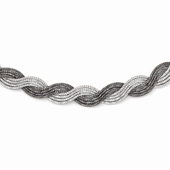 Two Tone Diamond Cut Braided Necklace in Sterling Silver, 18.5 Inch - Picture 1 of 5